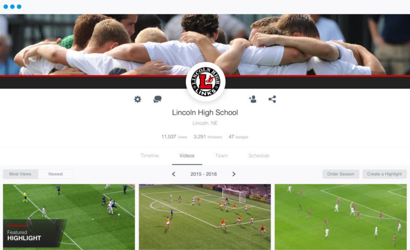 Hudl for soccer team profile
